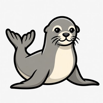 Cute cartoon seal illustration