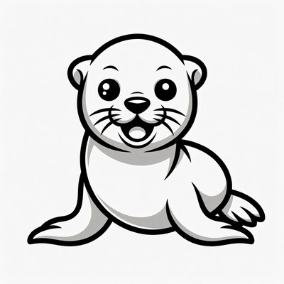 Cute baby seal illustration