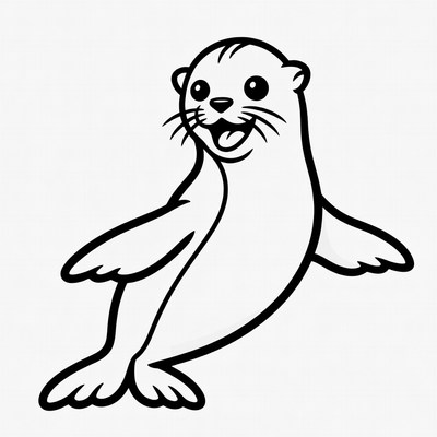 Cute baby otter clipart illustration