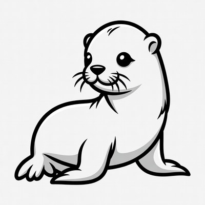 Cute baby sea otter illustration