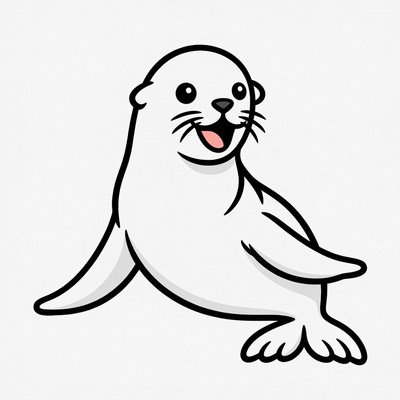 Cute cartoon baby seal smiling