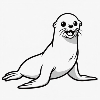 Cute baby seal clipart illustration