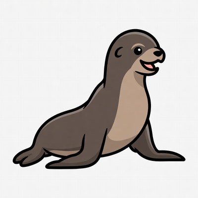 Cute Cartoon Sea Otter Sitting