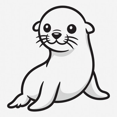 Cute baby seal clipart