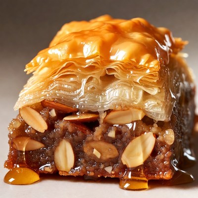 Baklava with almonds and honey