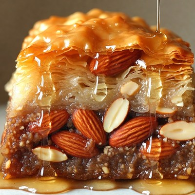 Baklava Dripping with Honey and Almonds
