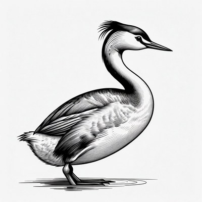 Great Crested Grebe Illustration