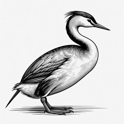 Grebe bird illustration