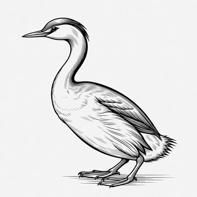 Grebe Bird Illustration