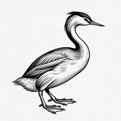 Great Crested Grebe Illustration