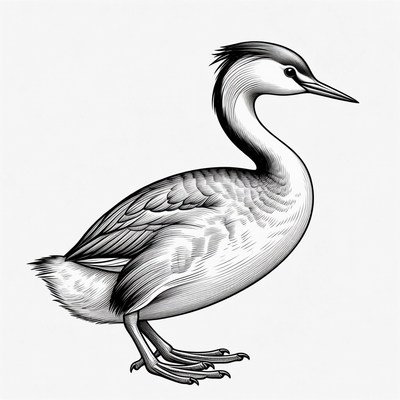 Great Crested Grebe Illustration