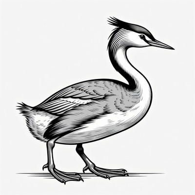 Great Crested Grebe Illustration