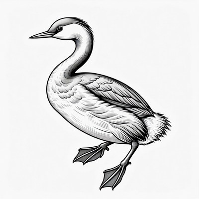 Grebe Bird Illustration