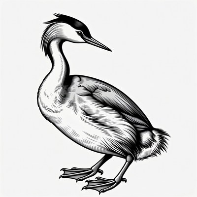 Great Crested Grebe Illustration
