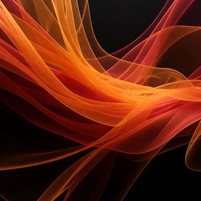 Swirling Orange Red Fabric Waves