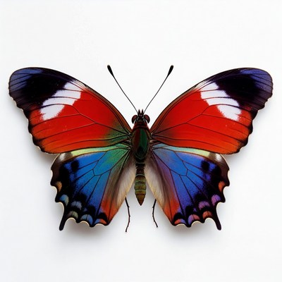 Colorful Red Morpho Butterfly Wings Spread