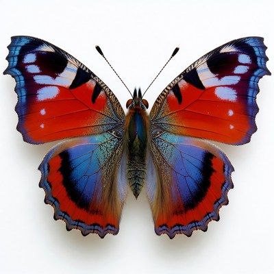 Colorful Red Peacock Butterfly Wings Spread