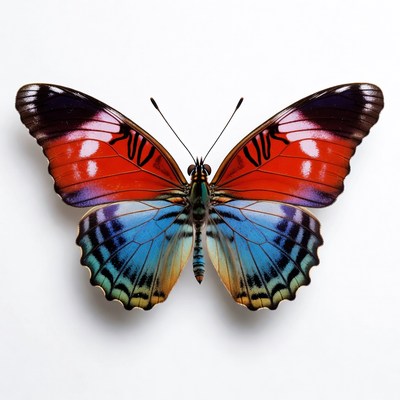 Colorful Morpho Butterfly on White Background