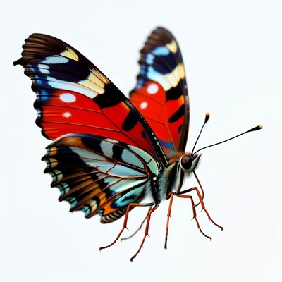 Red Admiral Butterfly on white background