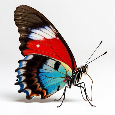 Colorful butterfly with red blue wings