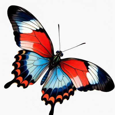 Colorful butterfly with red blue wings