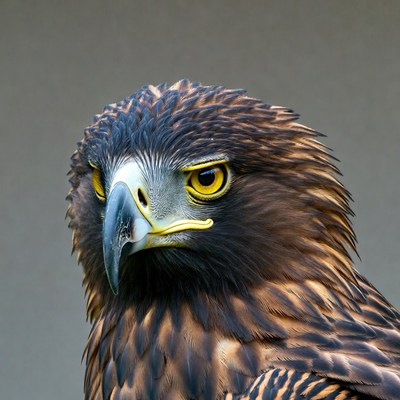 Closeup of eagle's intense face