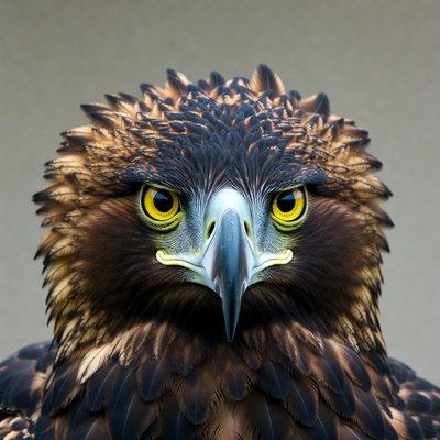 Close-up of eagle with yellow eyes