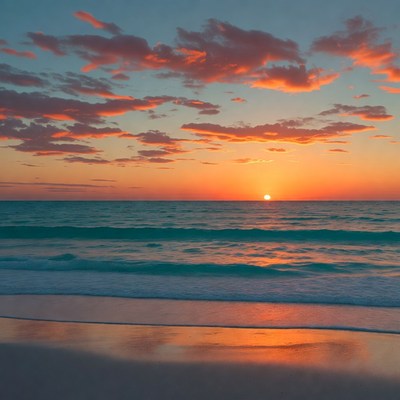 Sunset over ocean beach