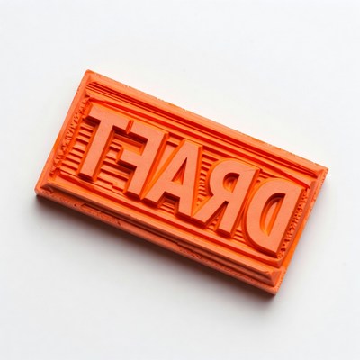 Orange DRAFT Rubber Stamp