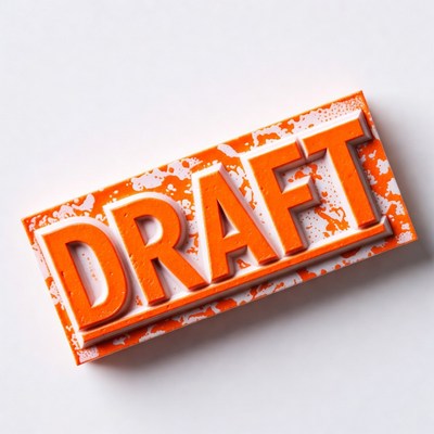 Orange DRAFT Rubber Stamp