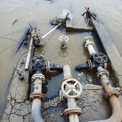 Flooded industrial pipes and valves