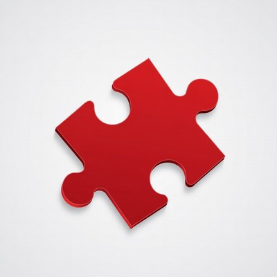 Red puzzle piece on white