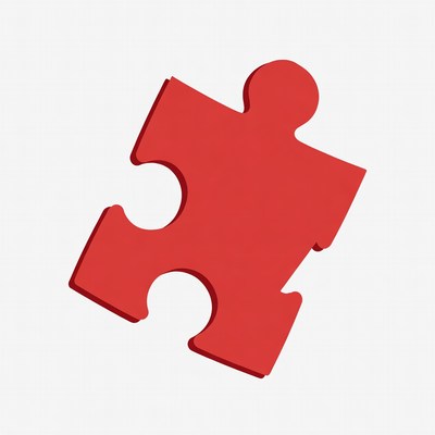 Red puzzle piece isolated