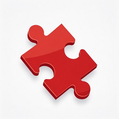 Red puzzle piece on white