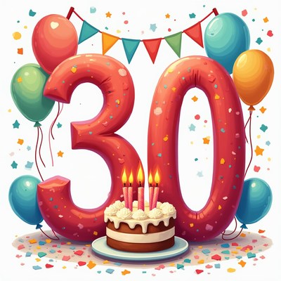 30th Birthday Cake with Candles