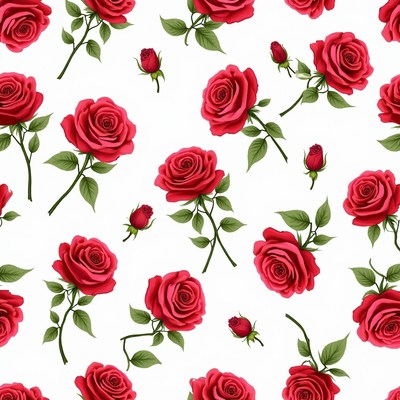 Red Roses Seamless Pattern