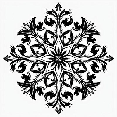 Black Floral Mandala Design
