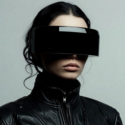 Woman wearing black VR headset