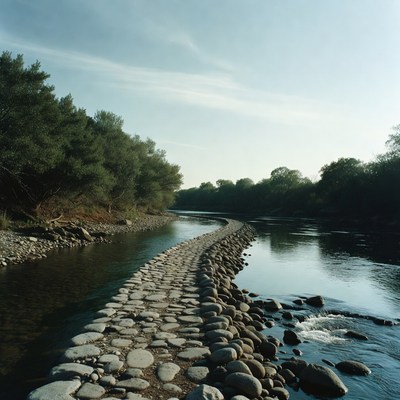 Stone Path Across River