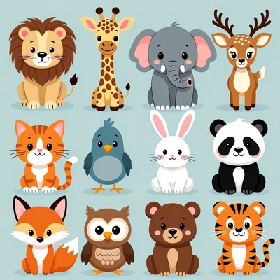 Cute Cartoon Animals Collection