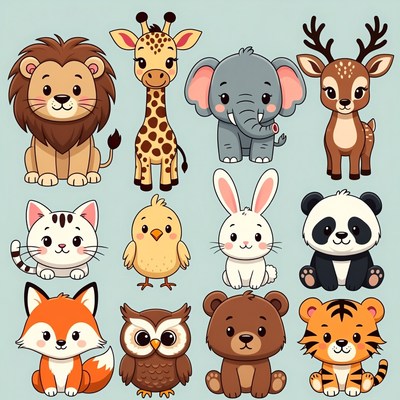 Cute Cartoon Animals Collection