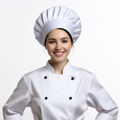 Smiling woman in chef uniform
