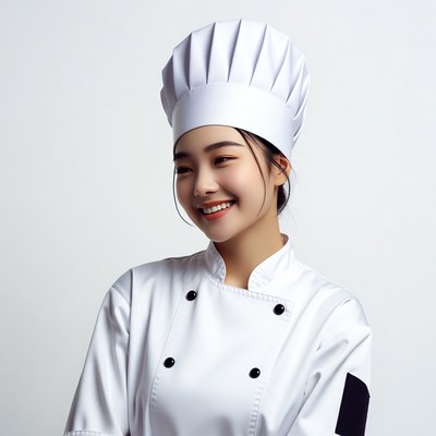 Asian woman in chef uniform