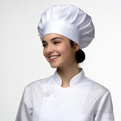 Smiling woman in chef uniform