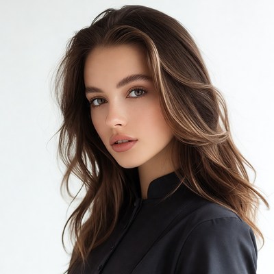 Beautiful woman with wavy brown hair