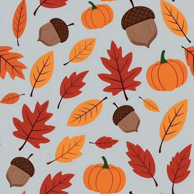 Fall Leaves Pumpkins Acorns Pattern