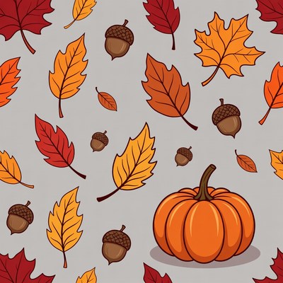 Fall Leaves Acorns Pumpkin Pattern
