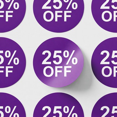Purple 25% Off Discount Stickers