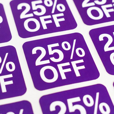 25% Off Purple Discount Stickers