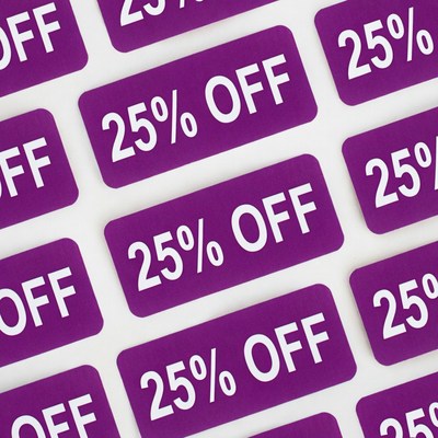 Purple 25% Off Discount Tags